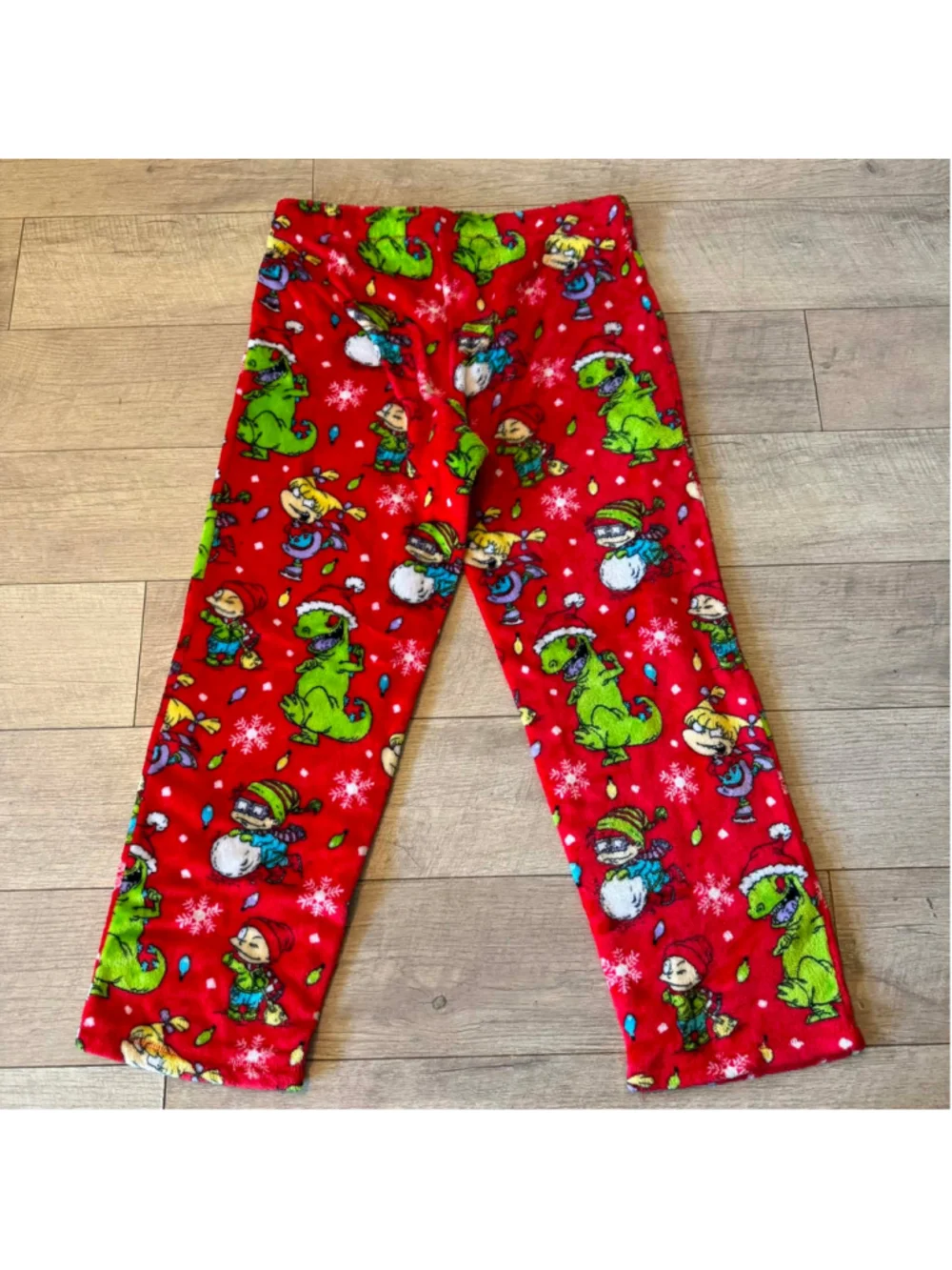 Boys Nickelodeon Red Green Rugrats Christmas Pajama Bottoms L